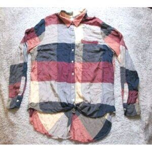 Lucky Brand Shirt Womens Large Button Up Long Sleeve Collared Blouse Plaid‎ Lady